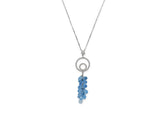 18K White Gold Necklace With Blue Topaz Gemstone And Diamonds DK61443