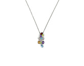 18K White Gold Necklace With Multicolor Gemstones And Diamonds HN526164