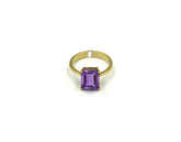 18K Gold Ring With Amethyst Gemstone in Emerald Shape LMR06065