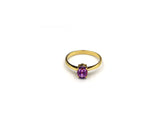 18K Gold Ring With Oval Shape Amethyst Gemstone LMR07416