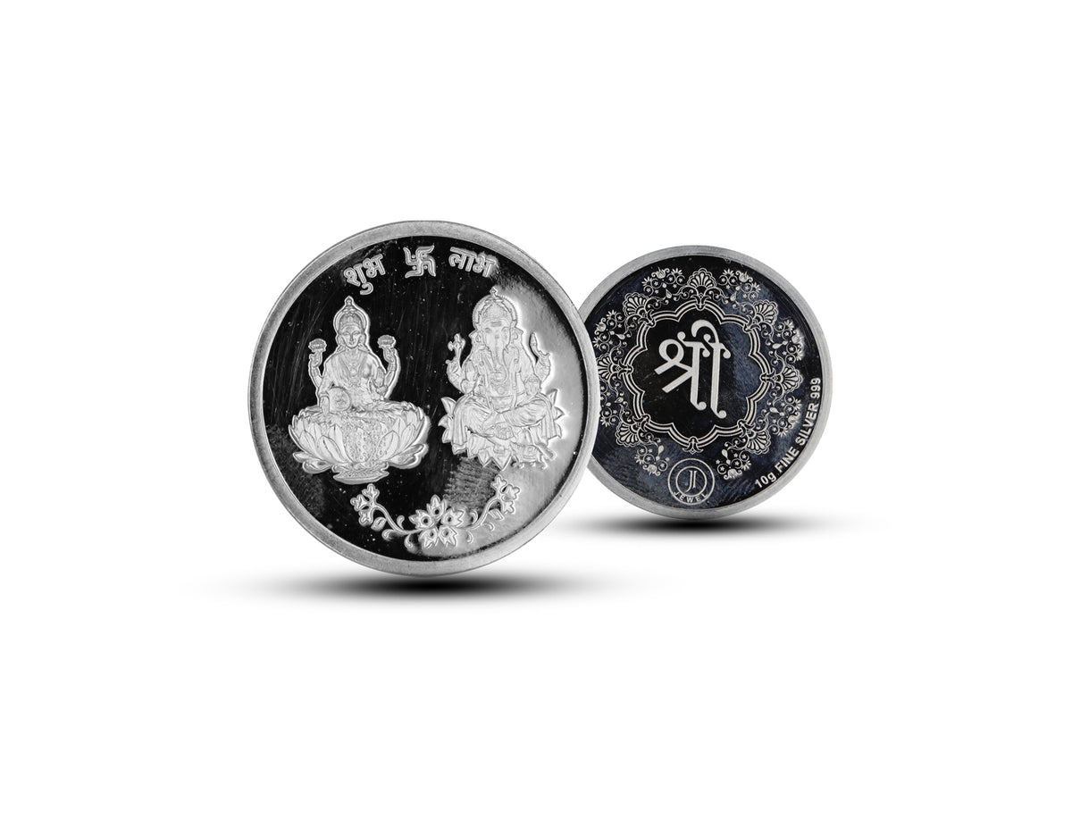 Buy Online Silver Coin in Dubai | Laxmi and Ganesha 10 gm Silver Coin