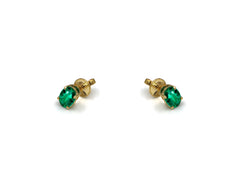 18K Gold Earring With Emerald Gemstone