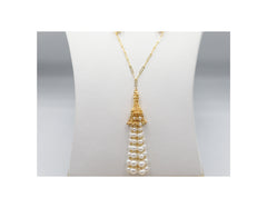 18K Gold Set Earrings and Necklace with beautiful Pearl Design With Zero Making Charges AFN03748/AFE09032