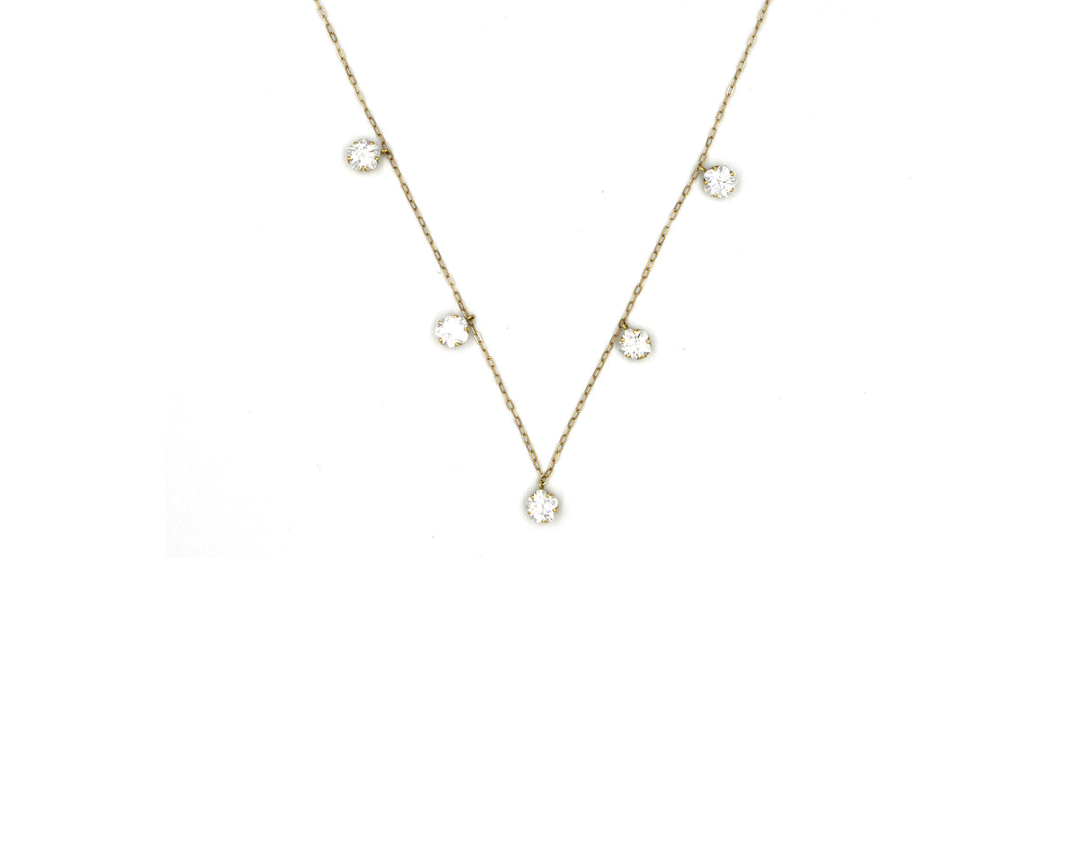 18K Gold Choker Necklace with the charms of small stone BG20004915/N00343