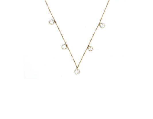 18K Gold Choker Necklace with the charms of small stone BG20004915/N00343