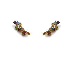 18K Gold Earring With Diamonds And multicolor Gemstones HN527071