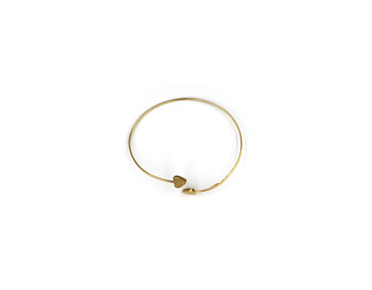 18K Gold Cuff heart design Bangle K00095
