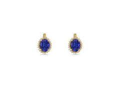 18K Gold Earring With Diamond And Blue Sapphire Gemstone LMR06987