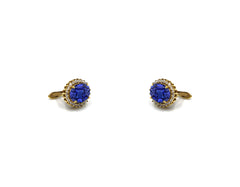 18K Gold Earring With Diamond And Blue Sapphire Gemstone LMR06987