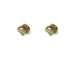 18K Gold Earring With Diamond And Blue Sapphire Gemstone LMR06987