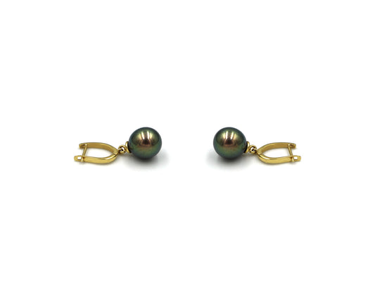 18K Gold Earring With Gray Fresh Water Pearl LMR07101