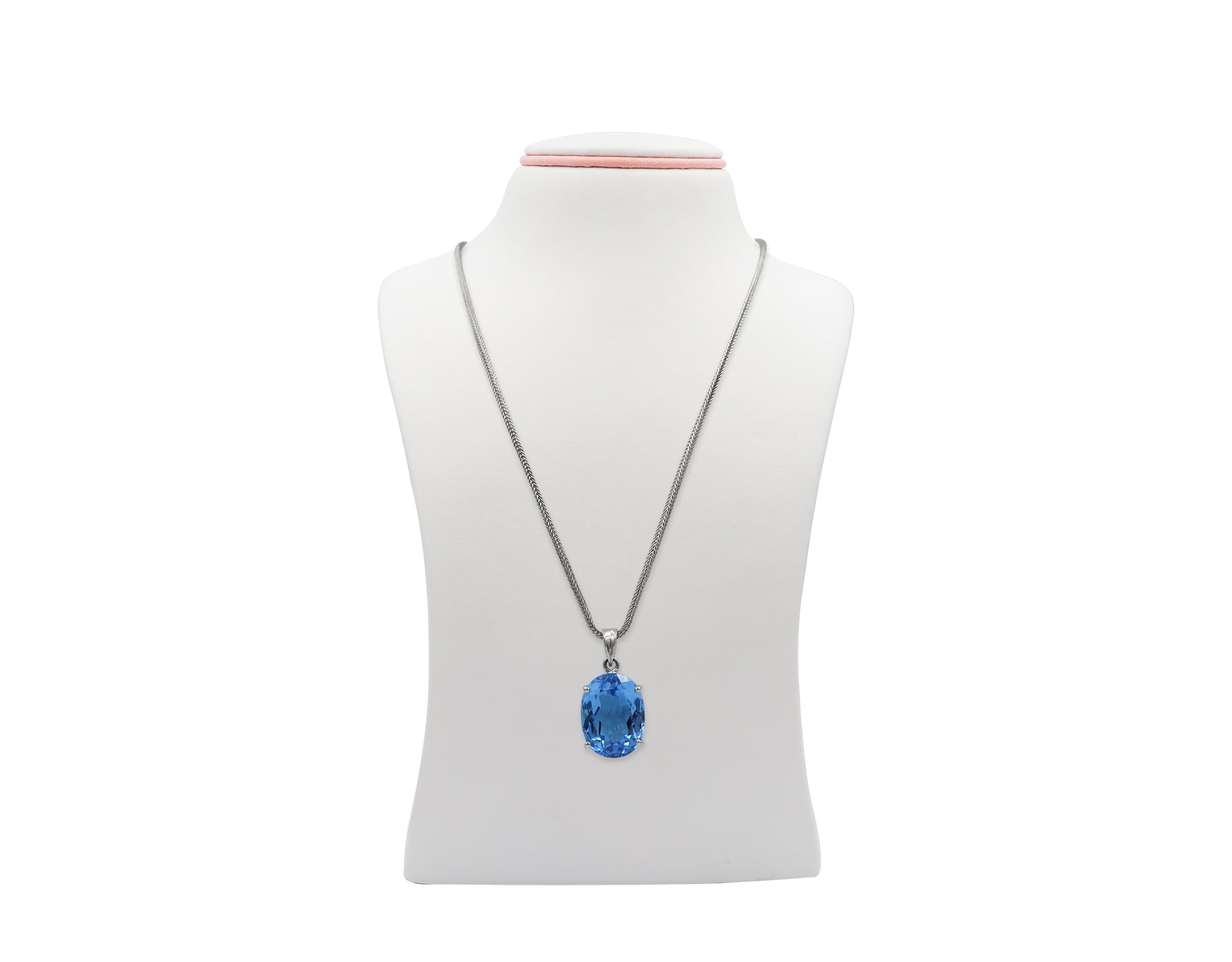 925 Silver Necklace With Blue Topaz Gemstone LMR07603