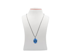 925 Silver Necklace With Blue Topaz Gemstone LMR07603