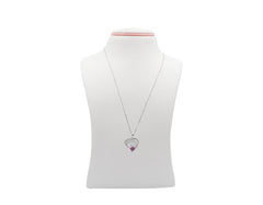 18K White gold necklace With pink sapphire with diamonds LMR07756