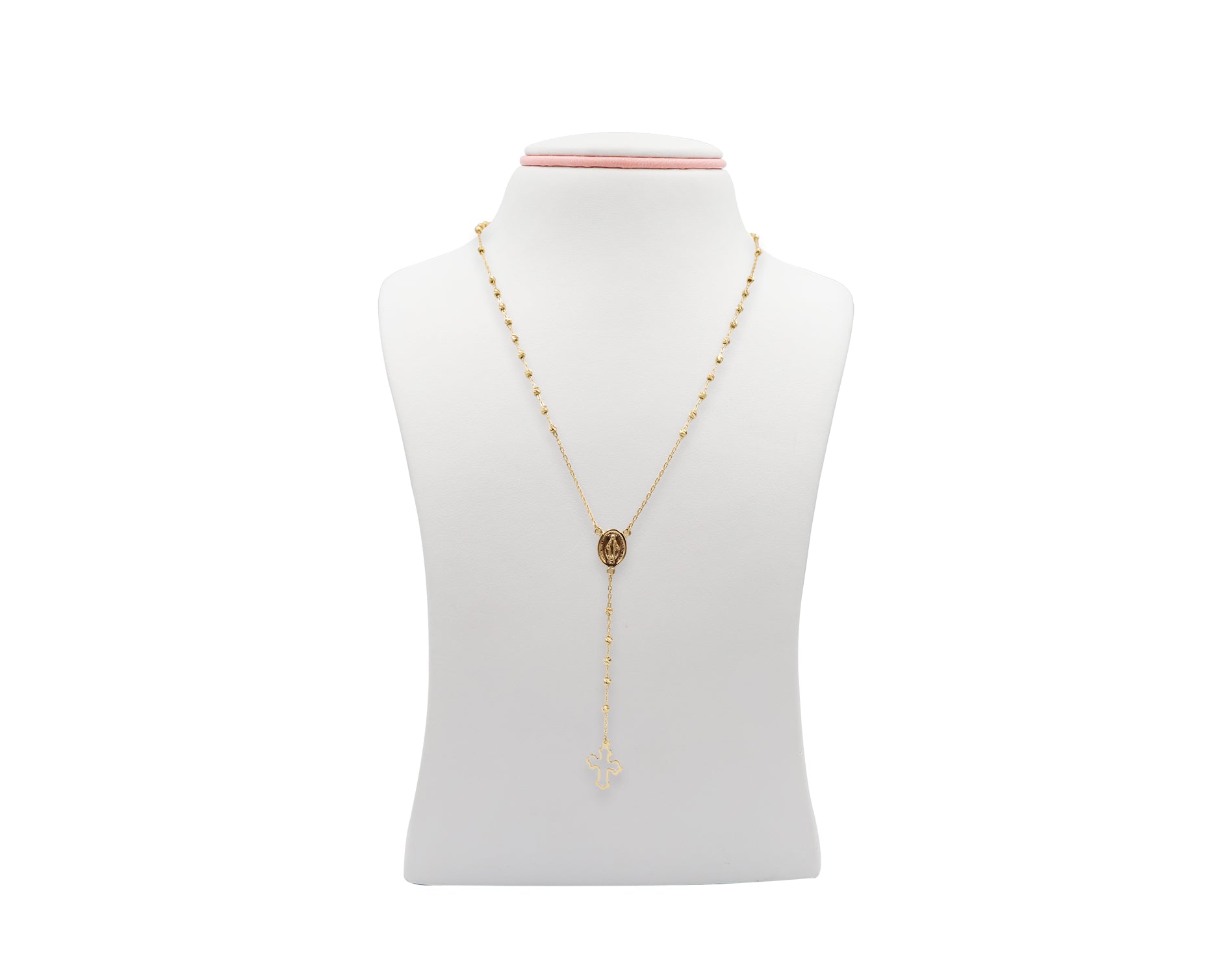 18K Gold Rosary Cross Necklace in affordable price N00486