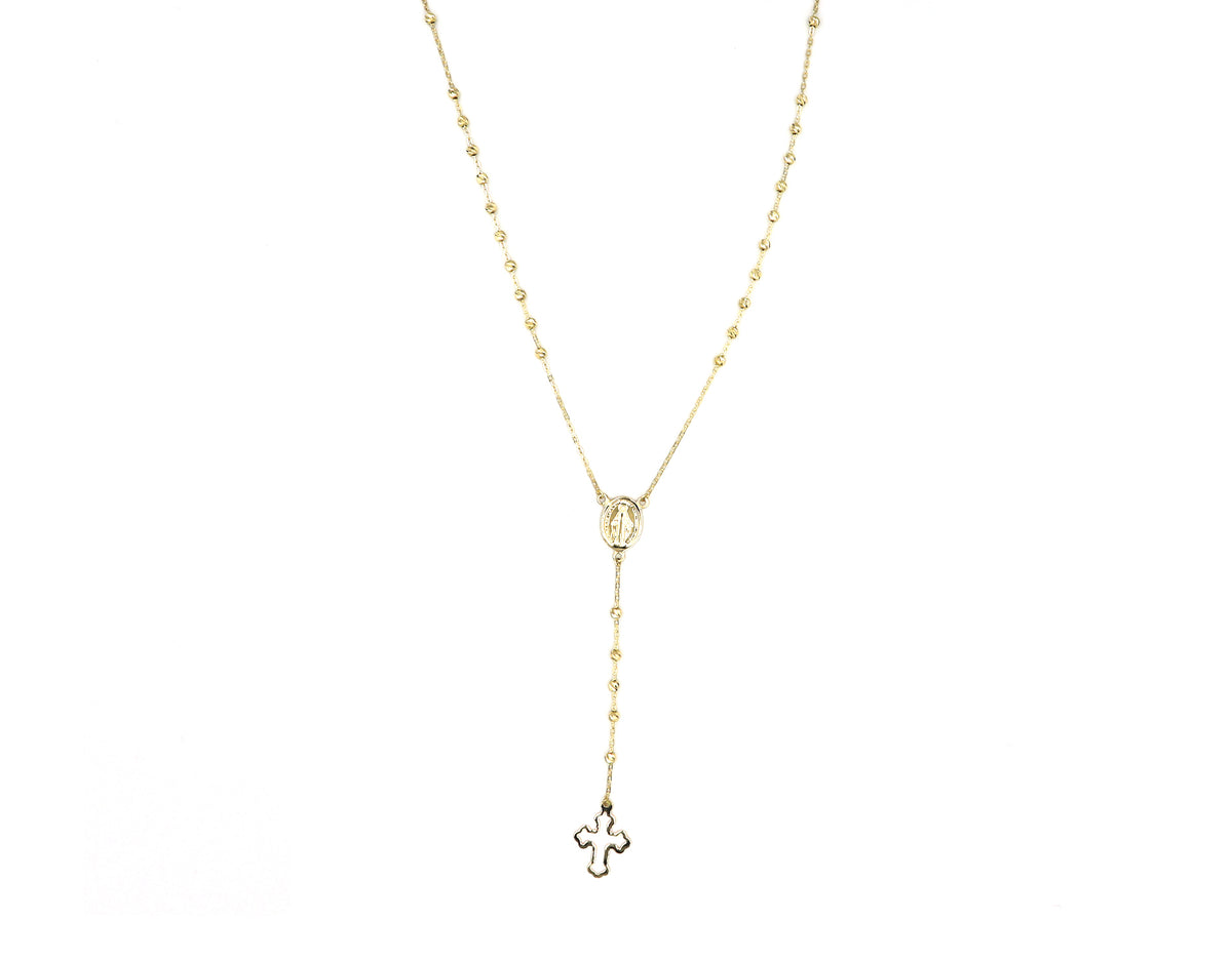 18K Gold Rosary Cross Necklace in affordable price N00486