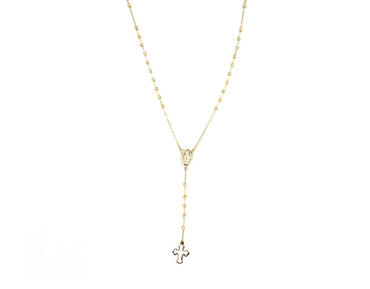 18K Gold Rosary Cross Necklace in affordable price N00486