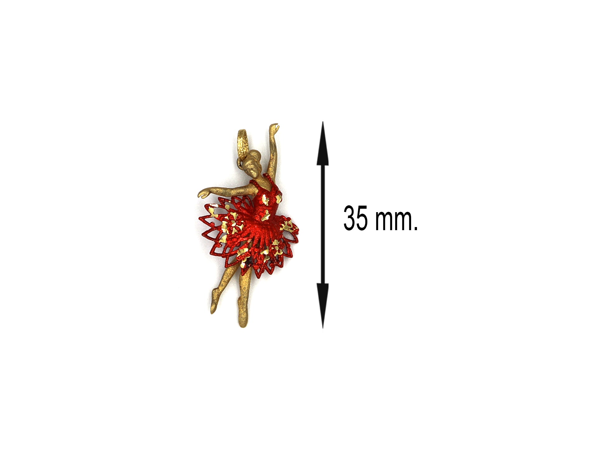 18K Gold Red ballerina dancer Pendant BG00002670/P00509