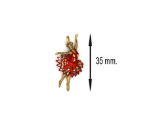 18K Gold Red ballerina dancer Pendant BG00002670/P00509