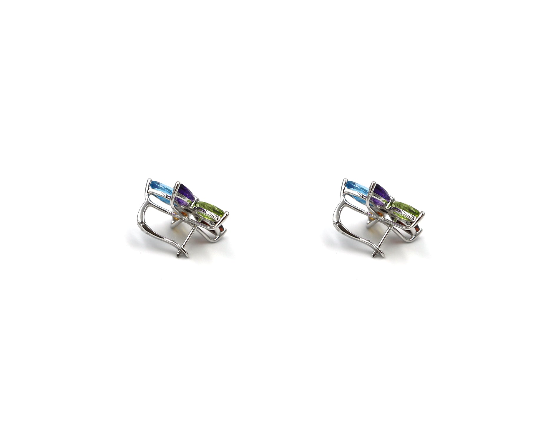18K Gold Earring With Multicolor Gemstones And Diamonds R20035ZA