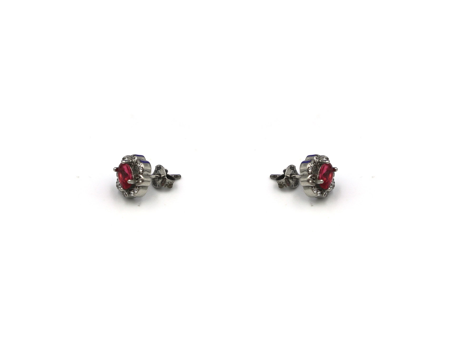 925 Silver Earring With Red Stone SE00001