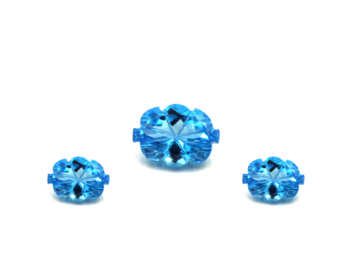 High-Quality Blue Topaz Gemstones full set for earrings and Pendant LOT60