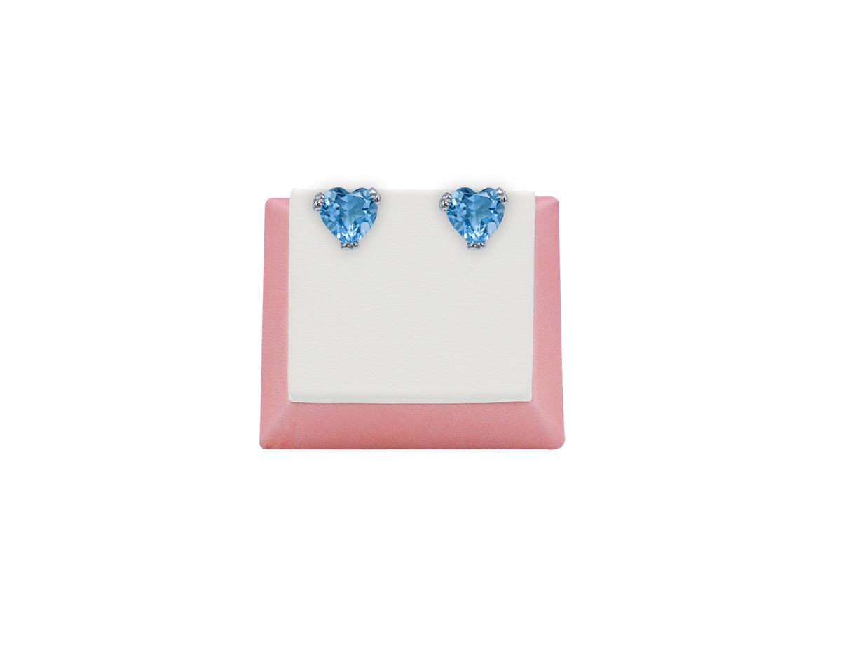 18K White Gold Earring With Diamonds And Blue topaz Gemstone SP00522