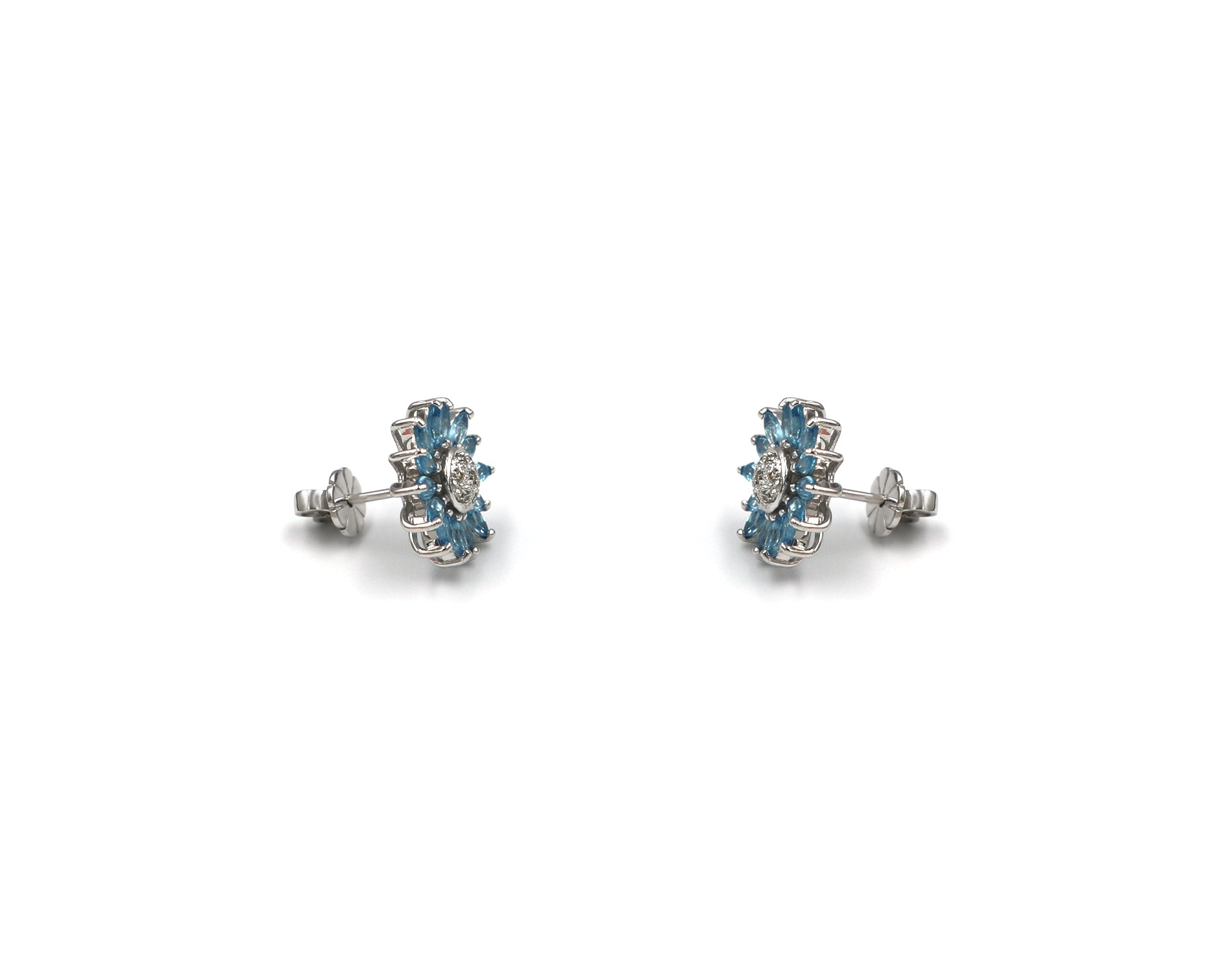18k Gold Earring With Blue Topaz And Diamonds SP00579
